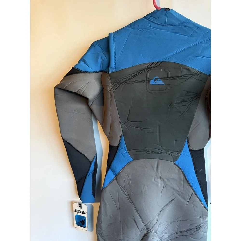Quiksilver Wetsuit Men's 4/3 Syncro+ Chest Zip-blue-black-Medium-tall-NWT Surfer